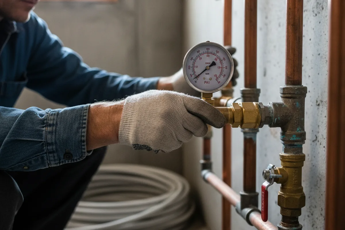 Pressure testing a repaired line during Water Line Repair in Mill Spring